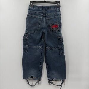 Vintage Kids JNCO Embroidered crown Baggy cargo Leg size 12 Blue Jeans